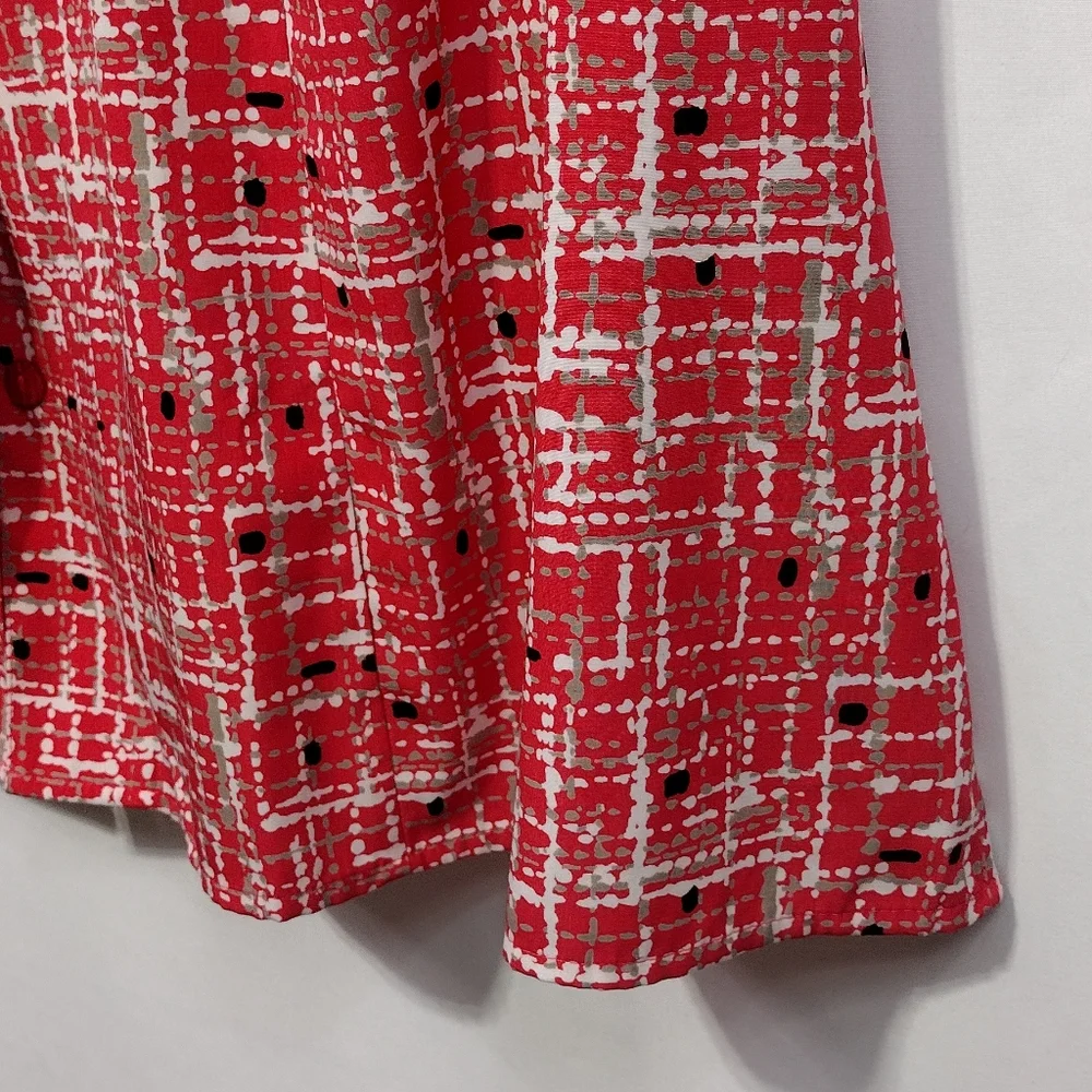 Maggie Barnes Artsy Button Blouse Women's 3X Red Boho Retro Festival Casual - Picture 4 of 8